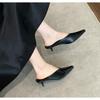 2025 Spring New Brand Women Slipper Pointed Toe Slip On Ladies Mules Thin Low Heel Outdoor Dress Sandal Shoes