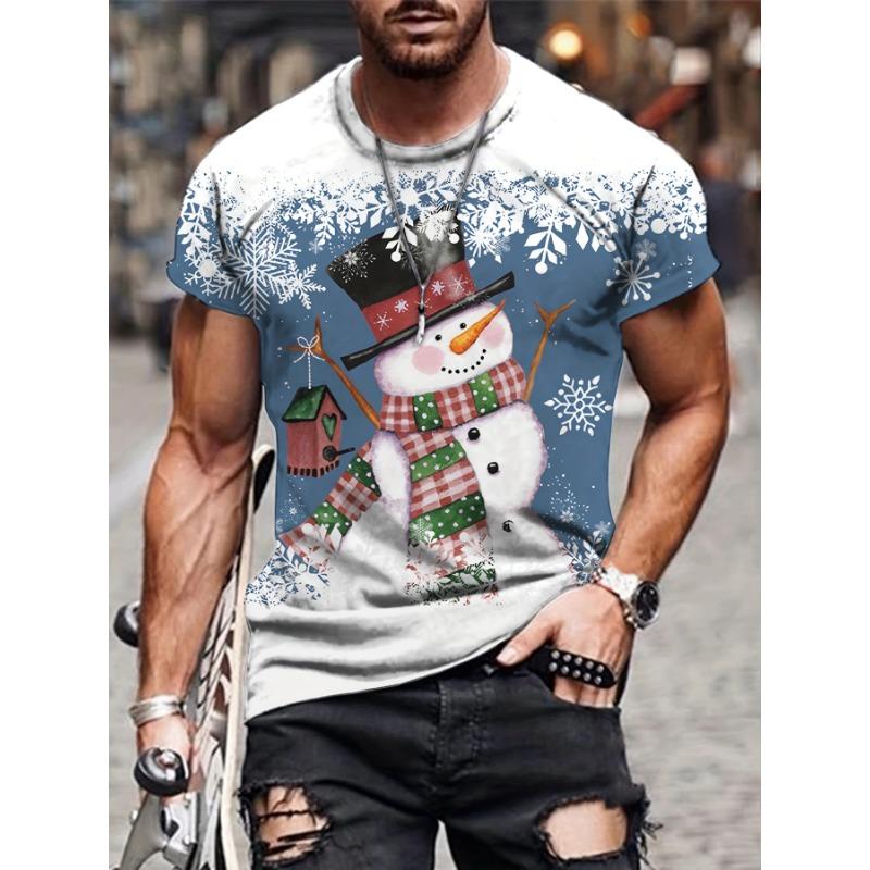 Christmas Reindeer T Shirts Santa Claus Snowman 3D Print Men Woman Streetwear T-Shirt Oversized Harajuku Kids Tops Tees Clothing