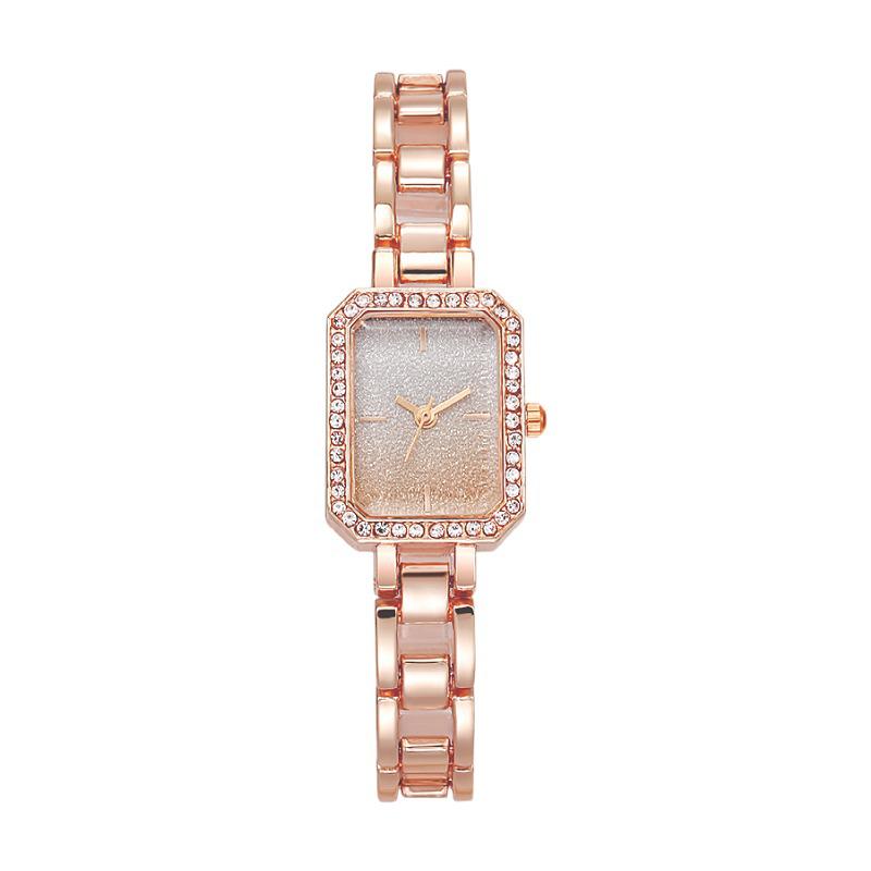 Korean Style Rhinestone Square Ladies' Watch - Starry Sky Quartz with Petite Bracelet