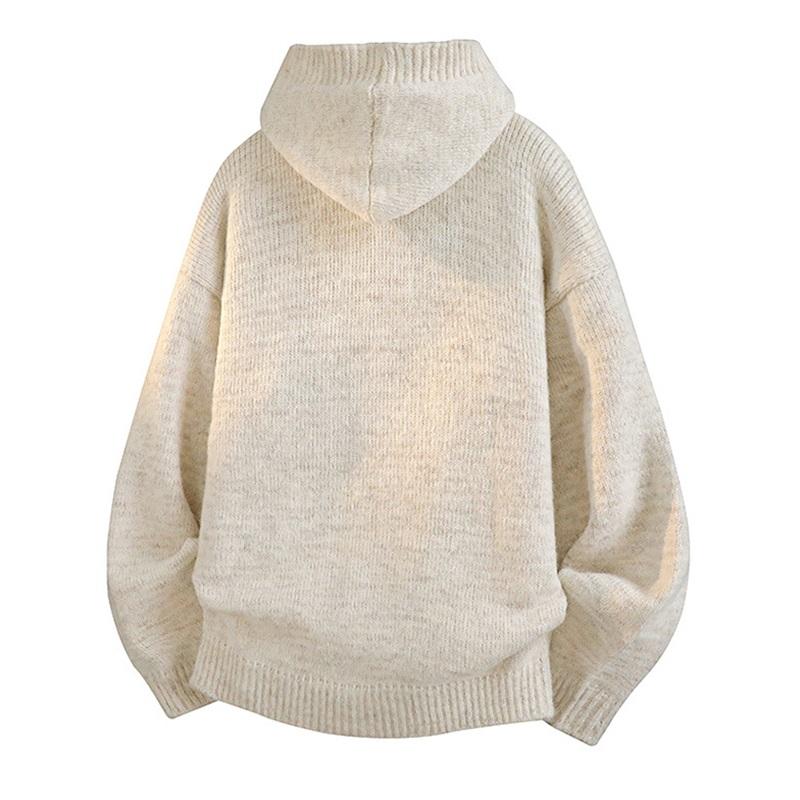 Herrhuvtröja i stickad kofta, avslappnad knapptröja