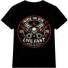 Biker T Shirt Ride Or Die Live Fast Skull Pistons Garage Vintage Graphic Tee