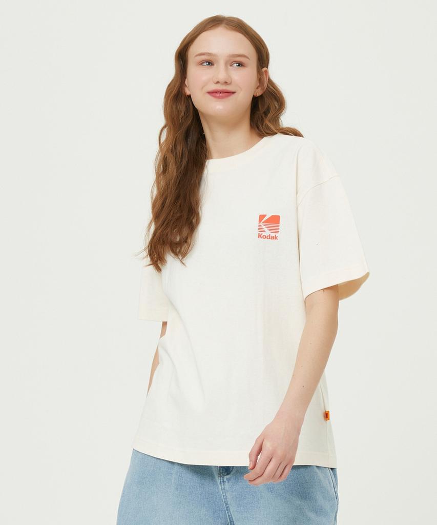 KODAK Big Logo Cotton Short Sleeve T-Shirt Ivory