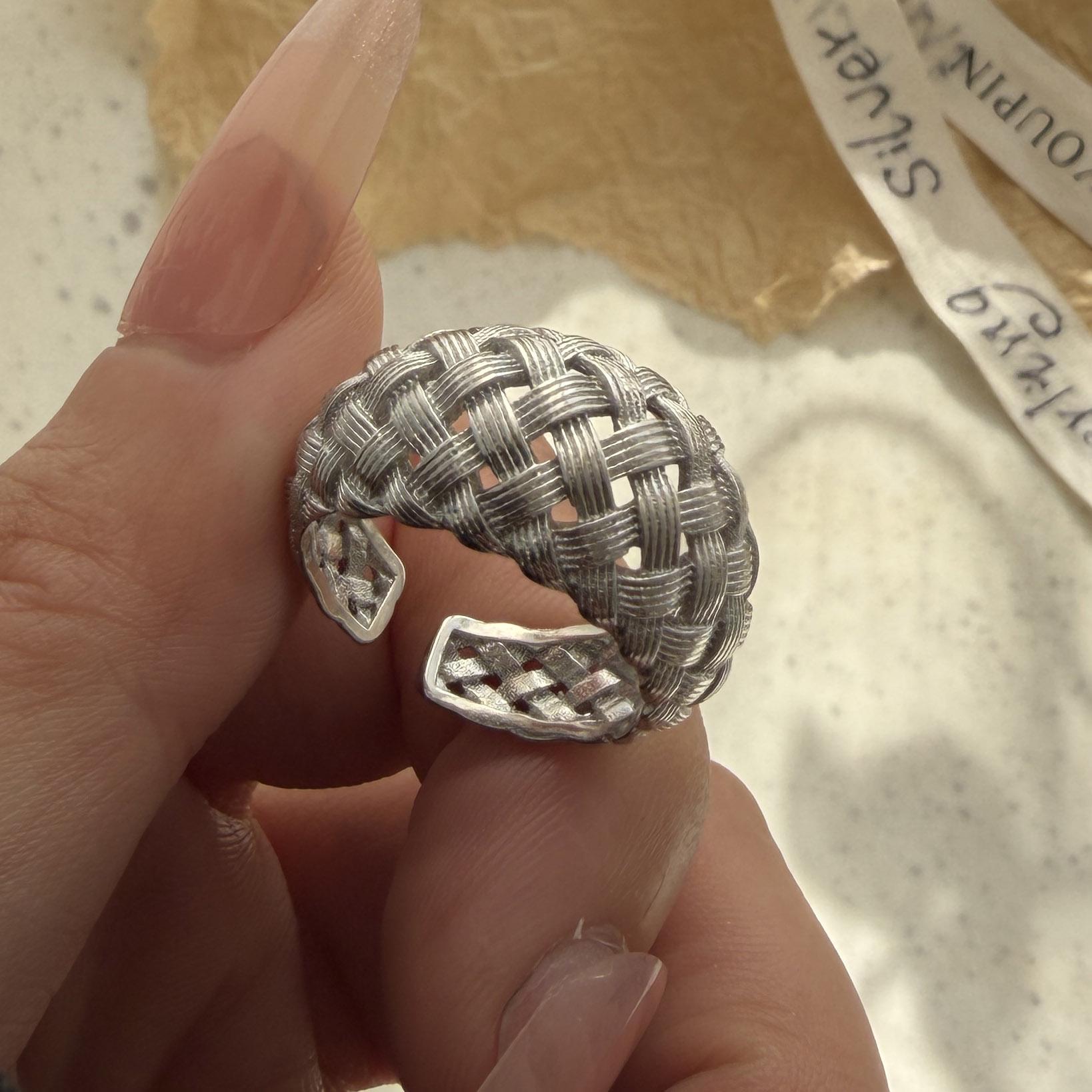 

925 Sterling Silver Rings for Women Couple Minimalist Handmade Simple Web Ball Shape Ring Fine Jewelry Gift Prevent Allergy resizable