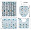 1/4 Simple animals shower Curtains, Toilet Seat Decoration, Shower Curtain with Carpet and Toilet Lid, 12 70.8x70.8 inch Hooks