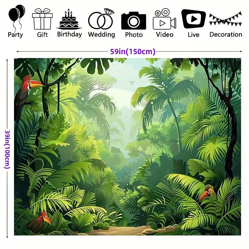 Telo Sfondo Avventura nella Giungla 2D Foresta Tropicale Tucano Sfondo Fotografico