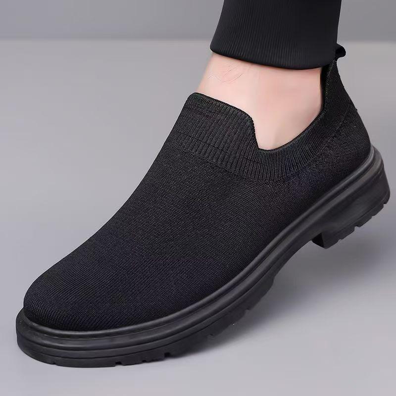 Breathable Canvas Men's Shoes Summer Mesh Socks Shoes Comfortable Casual Sneakers Men's Slip on Loafers Athletic Training Shoes