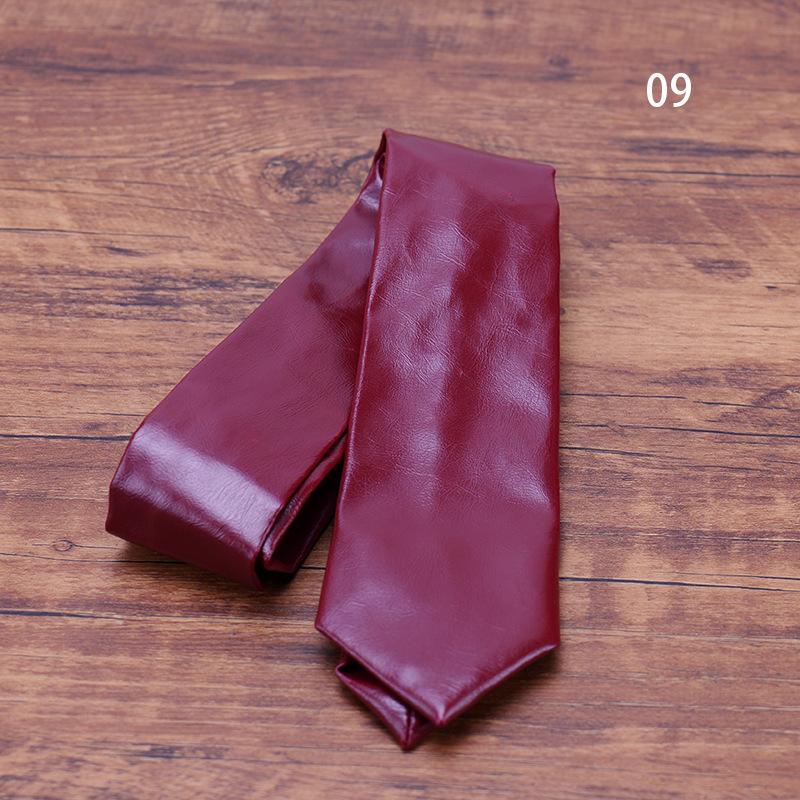 Neue Mode PU-Leder Krawatten für Männer Reine Solide Schwarz Weiß Krawatten 5,5 cm Schmale Krawatte Hochzeitsfeier Business Anzug Zubehör
