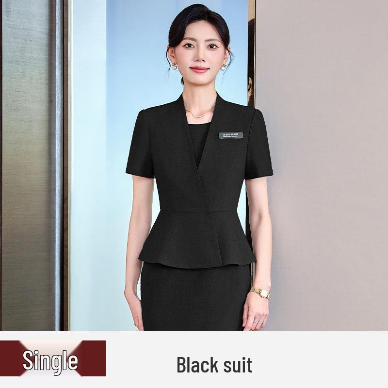 Elegant Women's Summer Short-Sleeved Suit Dress for Professional Settings