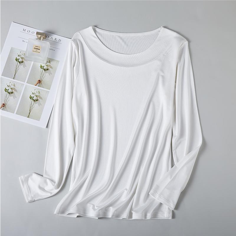 

6A Grade Mulberry Silk Plus Size Women s Base Layer Top with Wide Neckline - Heavyweight, Soft, and Skin-Friendly L