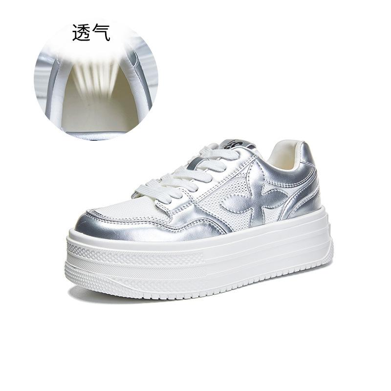Foam sole leather little white shoes women's 2025 summer new muffin single shoes heightening sports women's shoes versatile shoes children