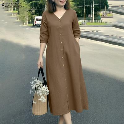 Women CasuaL V-Neck Summer 3/4 Sleeve Dress