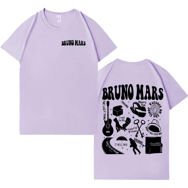 Singer Bruno Mars Tshirt Hip Hop Hipster Mens Women Aesthetic Casual Short Sleeve Tshirt Mens Fashion High Quality Gothic Tops