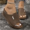 Fashion Lightweight Peep Toe Wedges Slippers Women Summer Platform Thick Sole Sandals Woman Plus Size Pu Leather Slides Shoes Mujer 43