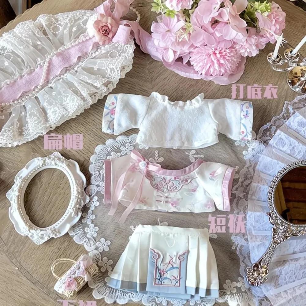 

20cm baby dress, 20cm cotton doll, pink ancient-style Ming Dynasty Hanfu set, Cosplay attribute doll replacement set 20cm doll clothes&As shown