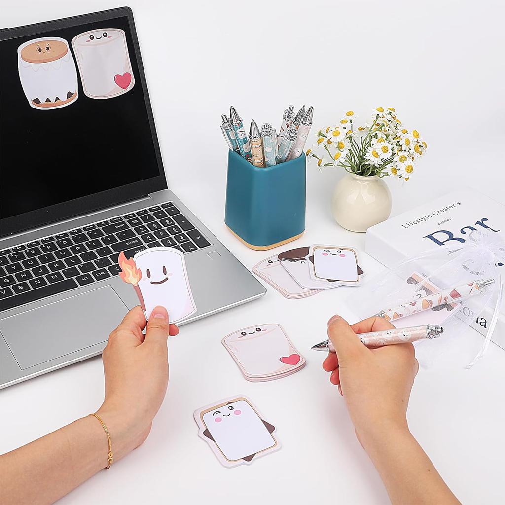 30 Sets S'More Marshmallow Appreciation Gifts Bulk 30 pirational Marshmallow Ballpoint Pens 30 S'Mores Sticky Notes Pads Employee Appreciation Gifts