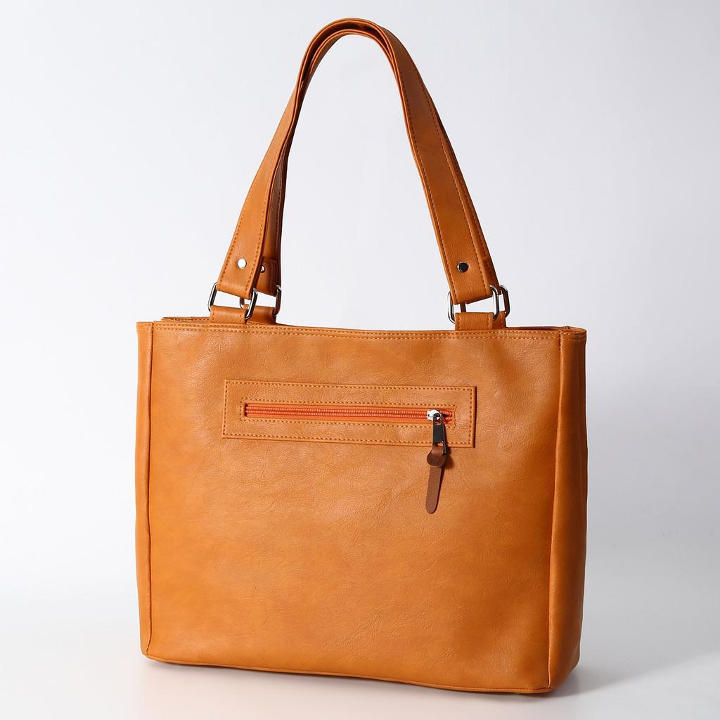 [REOTTI] Tote Bag, A4 Compatible, Two-Tier Pocket, Solid Color, Simple