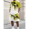 Men's Color Block Eagle 3D T Shirt Shorts Set Fashion Men Women T-shirts Two-Piece Outdoor Street Casual Sport Tracksuit Outfits