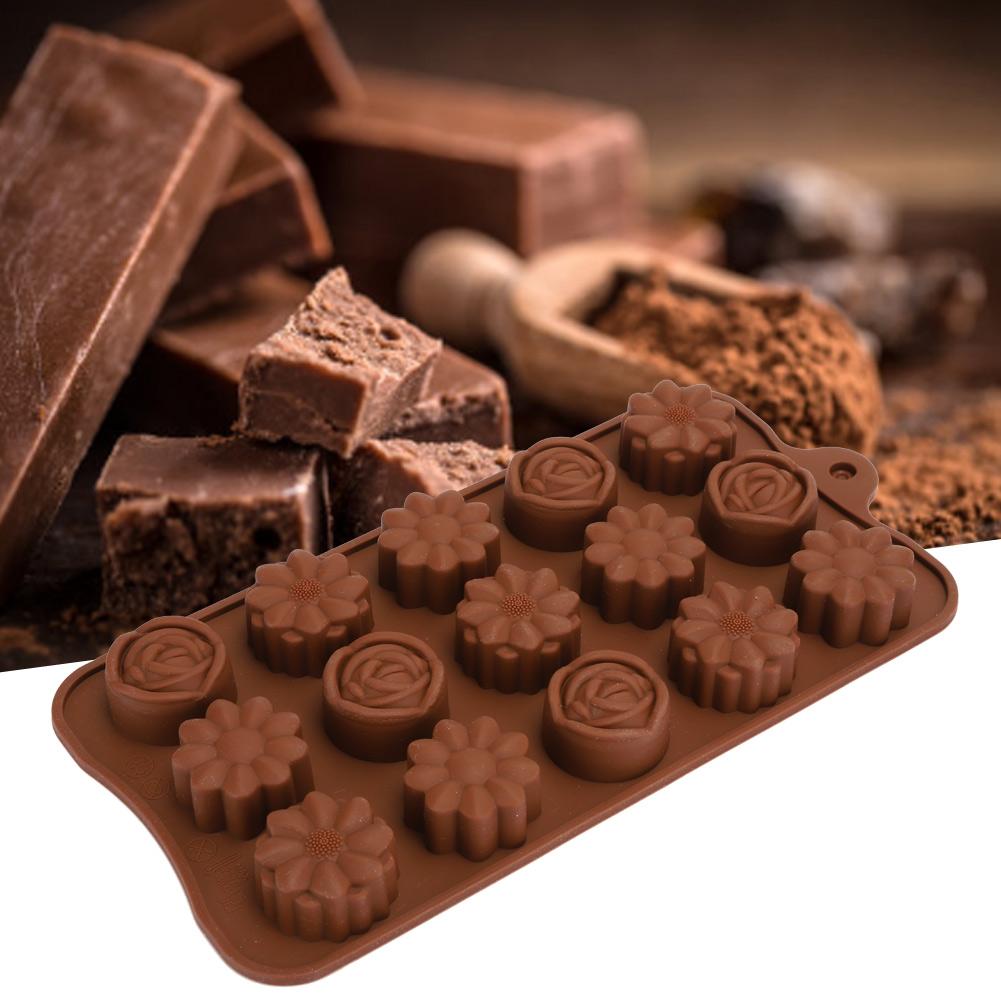 2 Stück 15 Gitter Wunderschöne Blumenform Silikon Kuchenform Schokoladenform DIY Backwerkzeug Zubehör