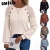 Women's Fashion Casual Solid Color Print Long Sleeve O Neck Blouses & Shirts