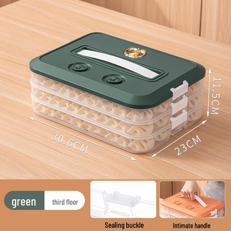 Large Capacity Multi-layer Handheld Transparent Plastic Food Storage Box for Dumplings