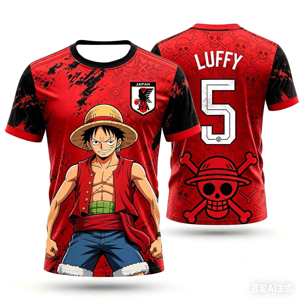 Kids One Piece Tony Tony Chopper No.19 Japan Football Jersey Boys Girls Quick Dry Breathable Short Sleeve Anime Sports Tops