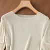 Siboshe Women's Linen Blend Slim-Fit Round Neck Knit Top