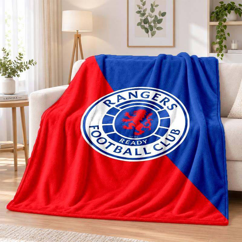 Rangers FC Printed Flannel Blanket Warm Comfort Bed Throw For Indoor Home Decoration