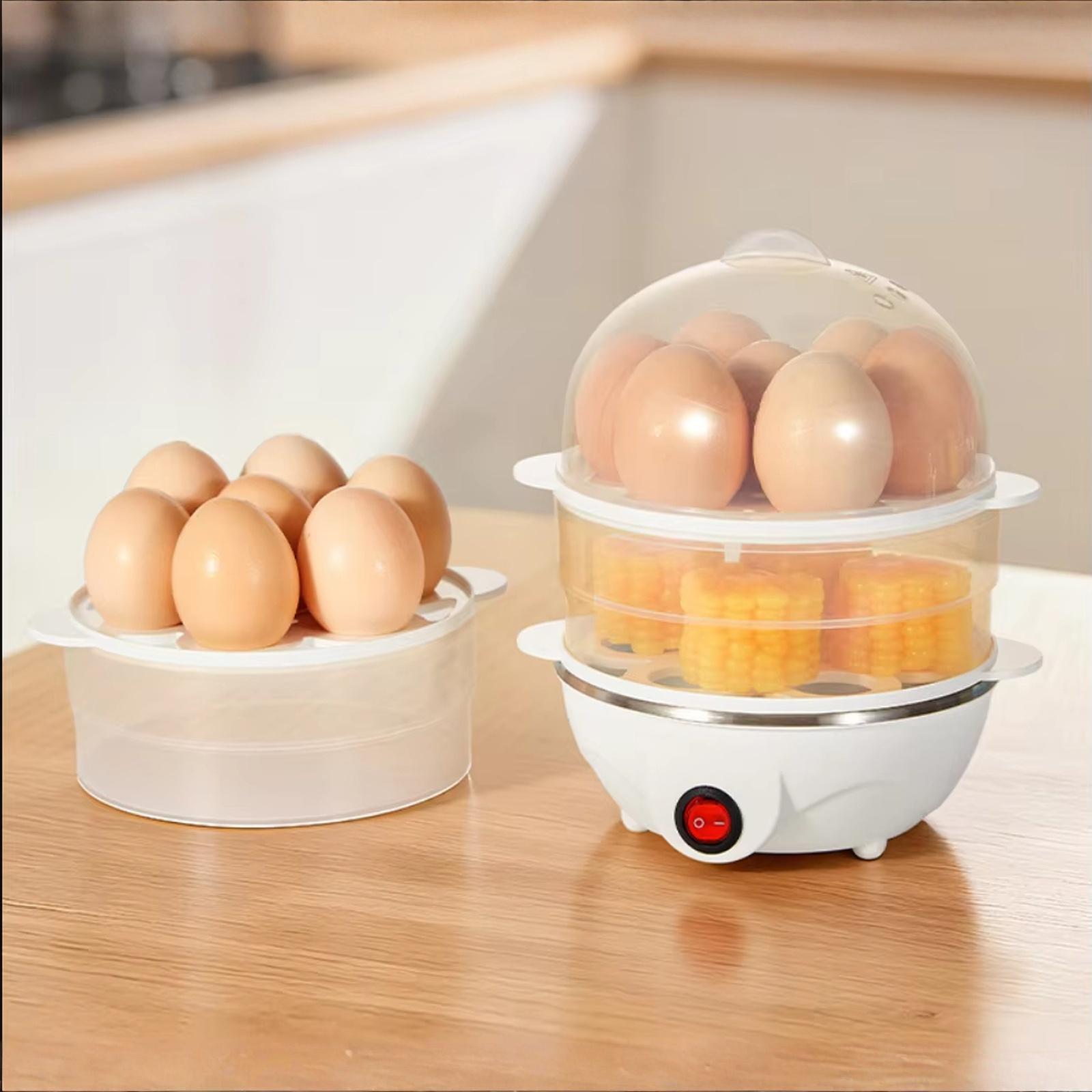 Multifunctional Egg Cooker Stainless Steel Double Layer Egg Steamer for Home Breakfast one size белый
