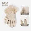 Wool wool premium cashmere gloves women's velvet warm driving cute gloves