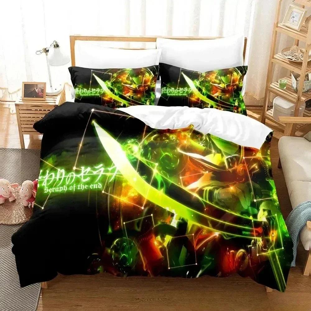 Fashion Seraph of the End Bedding Set Printed With Pillowcase Duvet Cover Soft Queen King Size Bedclothes Home Adult Kid Bedroom