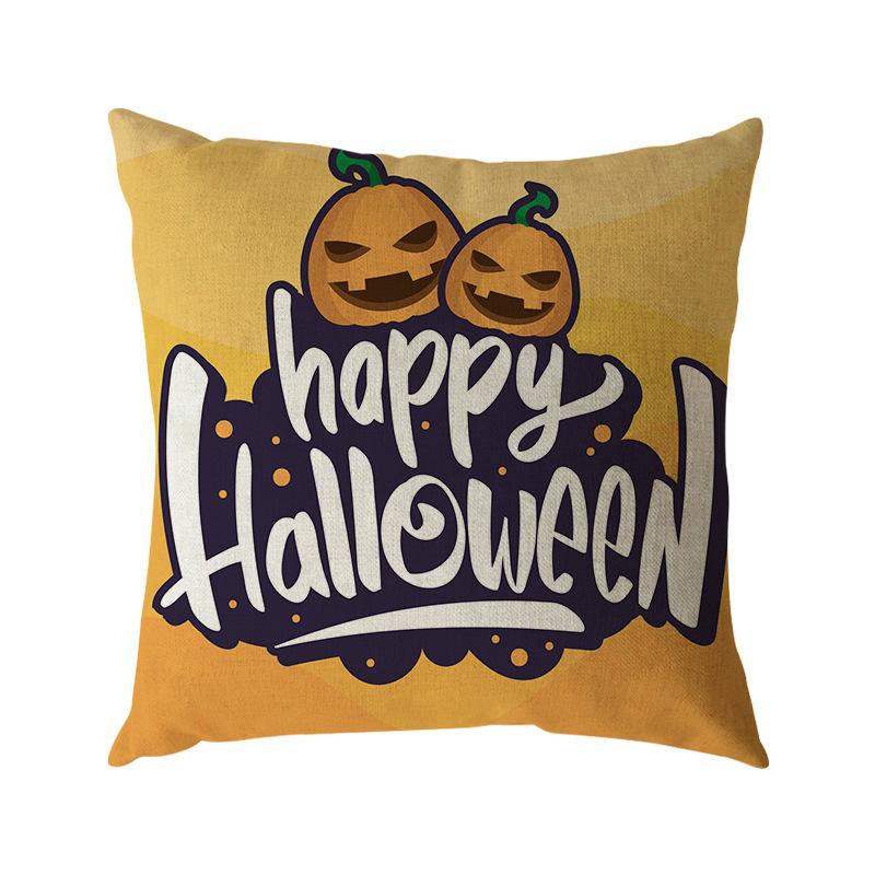 Funda de Almohada de Lino de Halloween Impresión Digital Decoración Festival de Halloween Almohada para Sofá