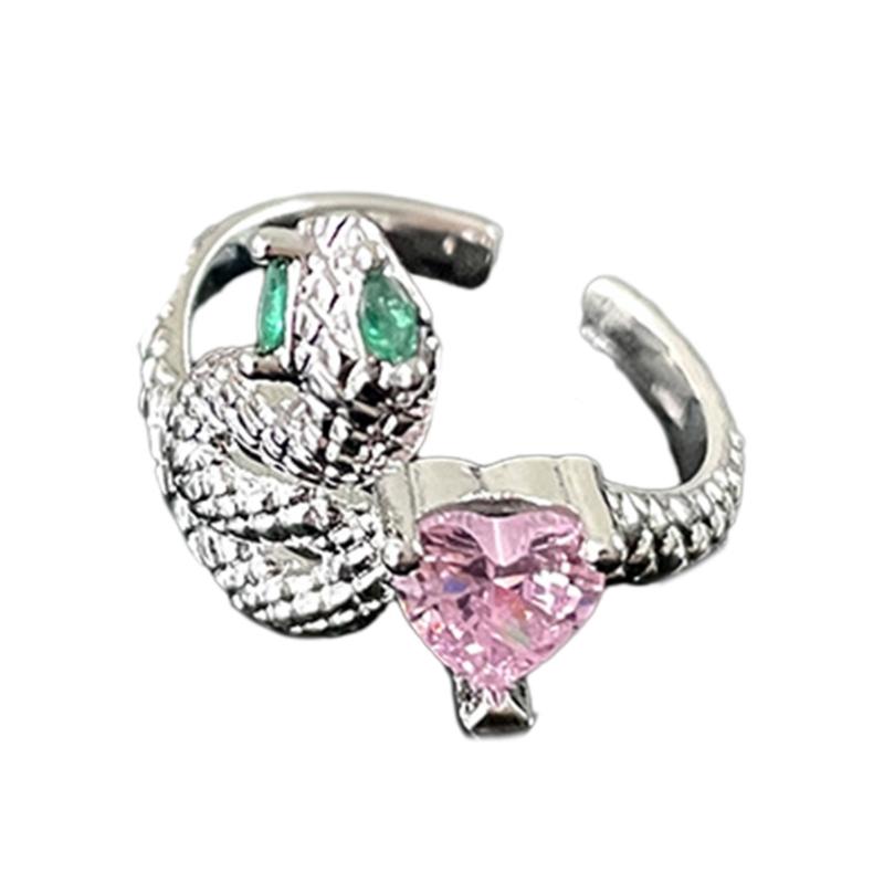 Кольца на палец в форме змеи Мужские Женские Животные Кольца Регулируемые Серебряные Открытые Кольца 1