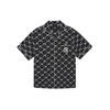 MLB New York Yankees Basic Logo Baumwolle Diamant Monogramm Jacquard Kurzarmhemd Unisex Hemden Schwarz 3AWSM0223-50BKS