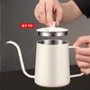 Simple stainless steel hand drip coffee hot pot with lid, slender mouth,used for hand brewing coffee,suitable for tea and coffee