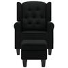 VidaXL Fauteuil avec repose-pied Noir Tissu