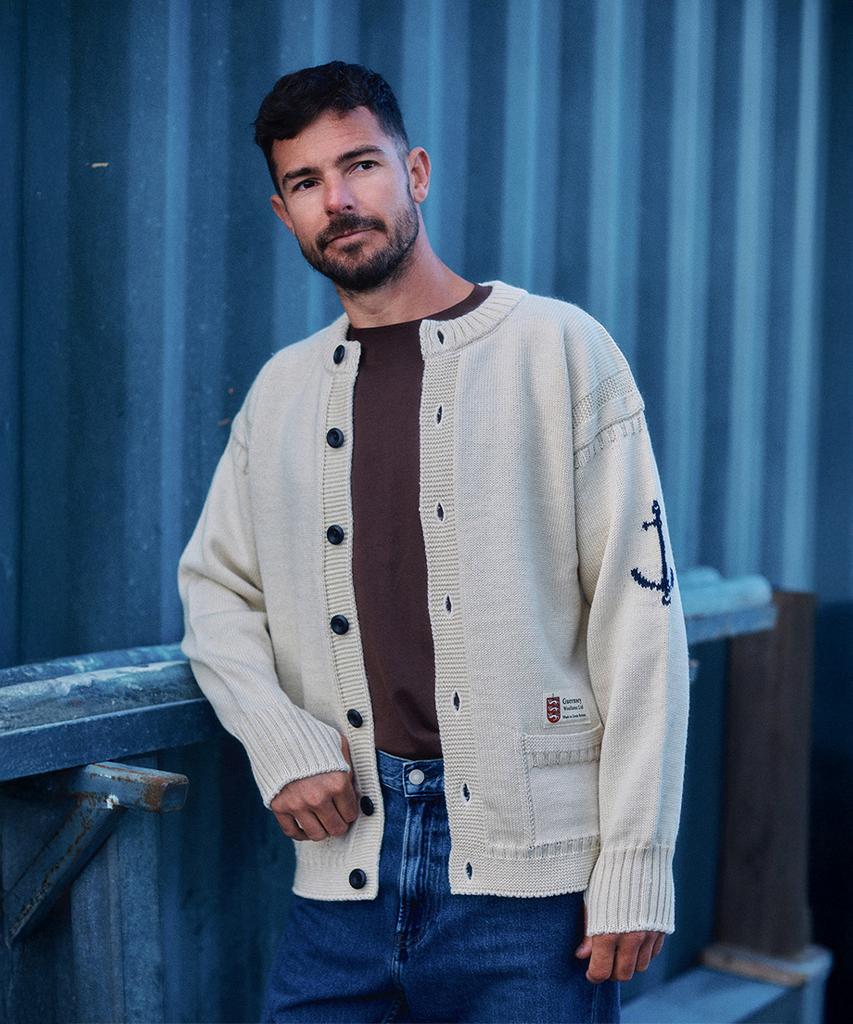Guernsey Woollens Fisherman Whole Garment Cardigan - Aran