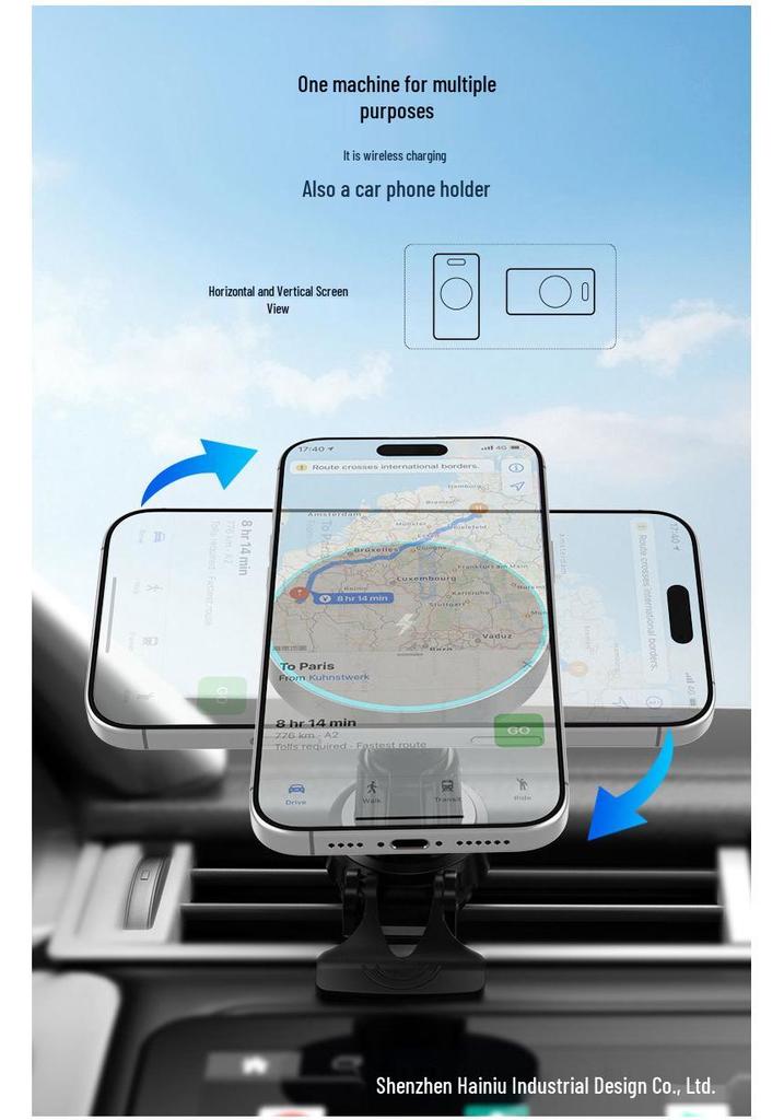 Magnetic Wireless Car Charger & Phone Holder for Apple Devices