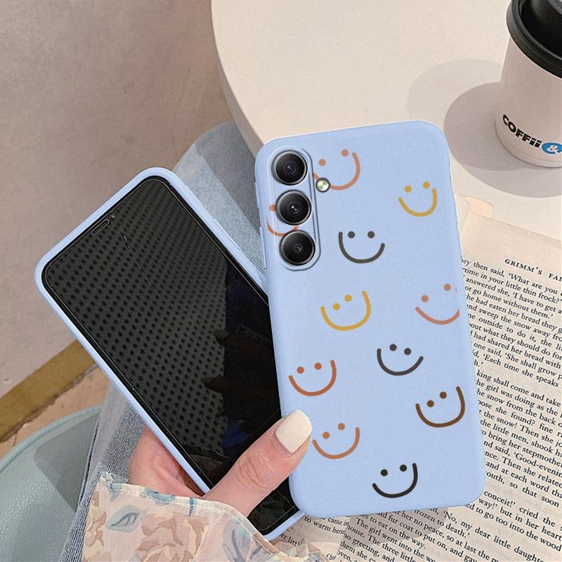 Weiche Silikonhülle mit Smile Lines-Muster für Samsung M35 A35 Xiaomi Redmi Note 13 Pro iPhone 15 Huawei Honor Realme Kamera-Schutzhülle mit stoßfester Abdeckung