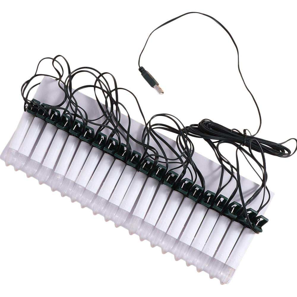 

20 шт. Беспламенная светодиодная гирлянда-свеча, питание от USB, на клипсах, декоративный свет для рождественской елки, конусообразная, многоразовая