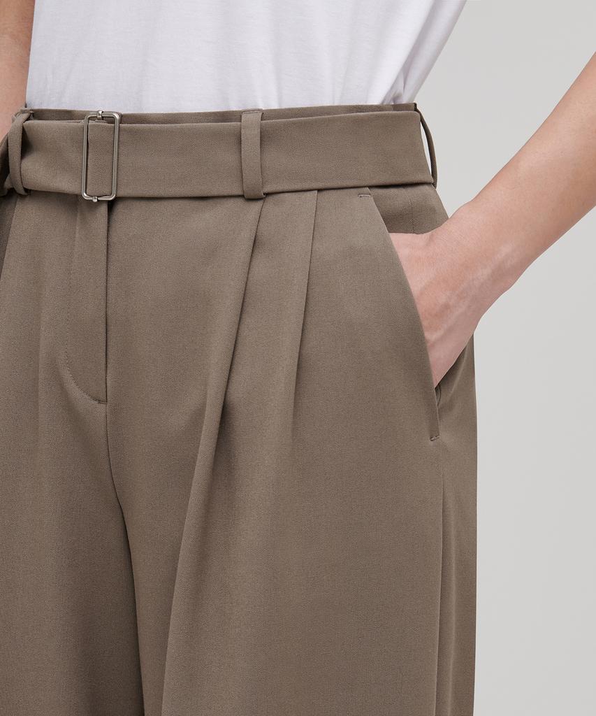MUSINSA STANDARD WOMAN Women'S Real Wide Belted Slacks [Dusty Beige]