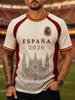 Steag Echipă Națională Spania 2026, Tricou Fotbal Fani, Leu Retro 3D Uscare Rapidă Sport Casual Top Bărbați Tricou