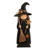 Spooky Halloween Party Table Centerpieces Wooden Witch Ornament, Retro Figurine with Broom/Pumpkin/Black Hand Painted Black Cat Cat, Creative Tabletop