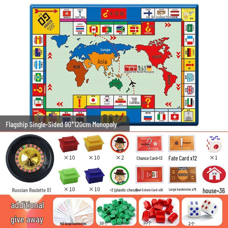 Монополия: Роскошный мировой тур: Настольная игра для всей семьи с полным набором карт и парчиси.