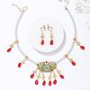 Rhinestone Pearl Jewelry Set Vintage Women Jewelry Suit Gifts Necklace Earrings Set  Gift