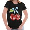 Cute Retro Watercolor Cherries With Stem Bow Graphic T Shirts for Women T-Shirts