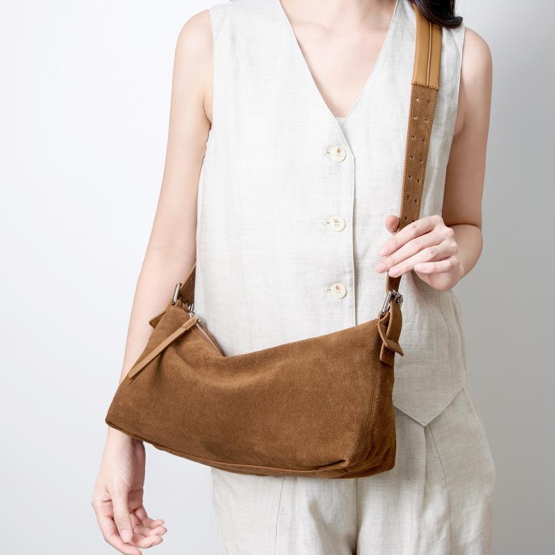 Crossbody bag women's suede leather portable women's light luxury commuting new shoulder bag niche high-end underarm bag