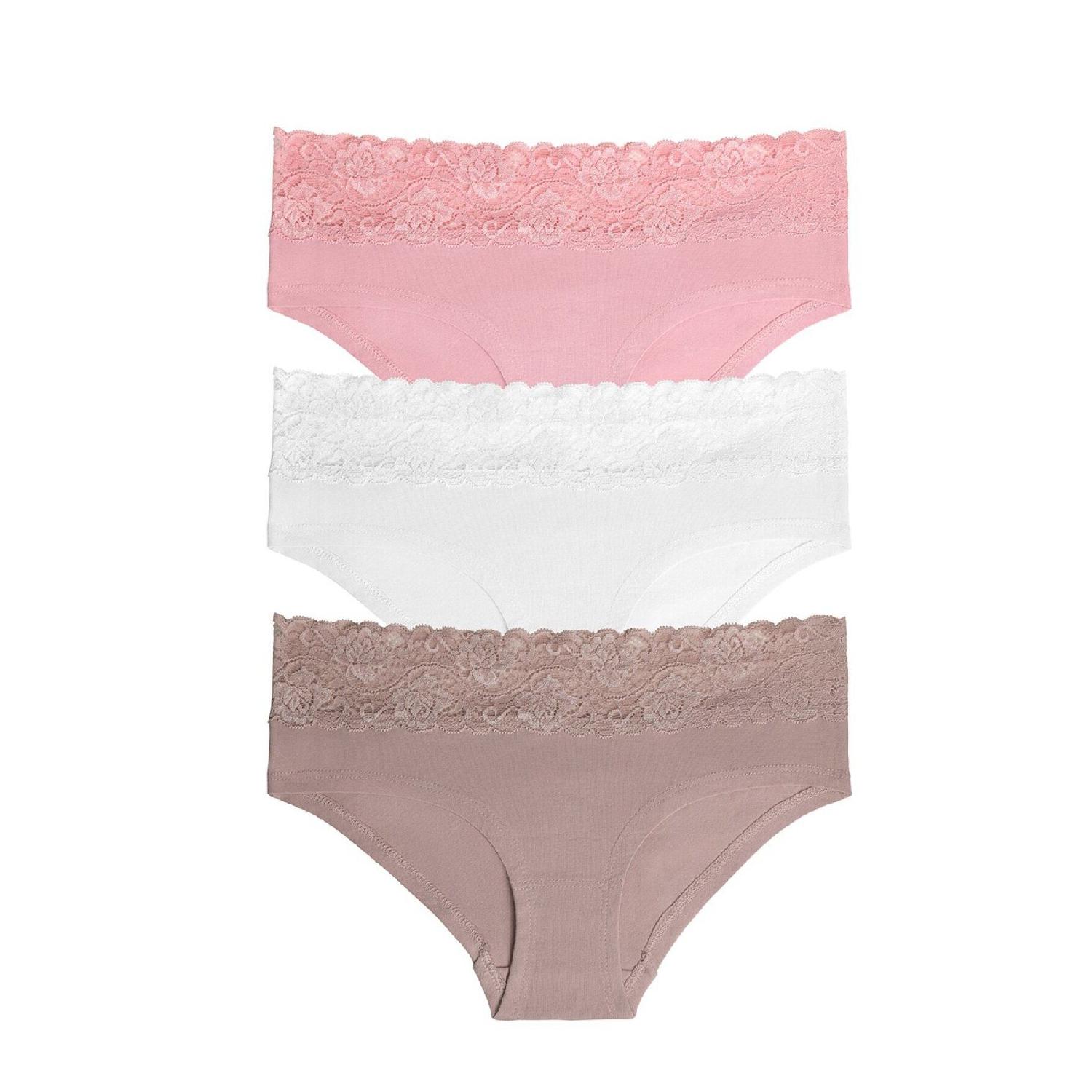 

3-piece Cotton Lace Hipster Panties XL