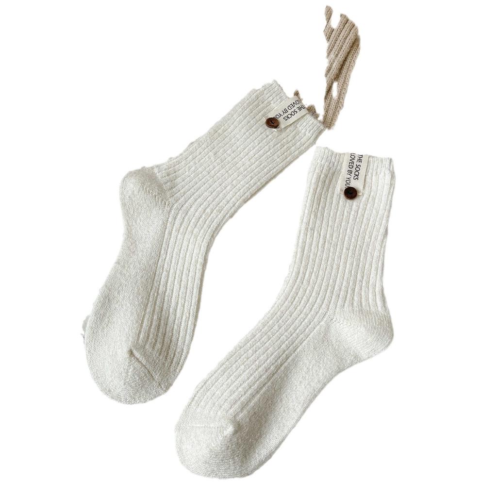 Stoffetikett Knopf Wollsocken Kinder Verdickte Warme Kniestrümpfe