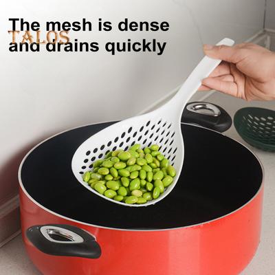 Colander Spoon Strainer Slotted Spoon Plastic Noodle Scoop Long Handle Skimmer Spoon Pasta Strainer Spoon Food Grade Colander Filter Spoon Kitchen