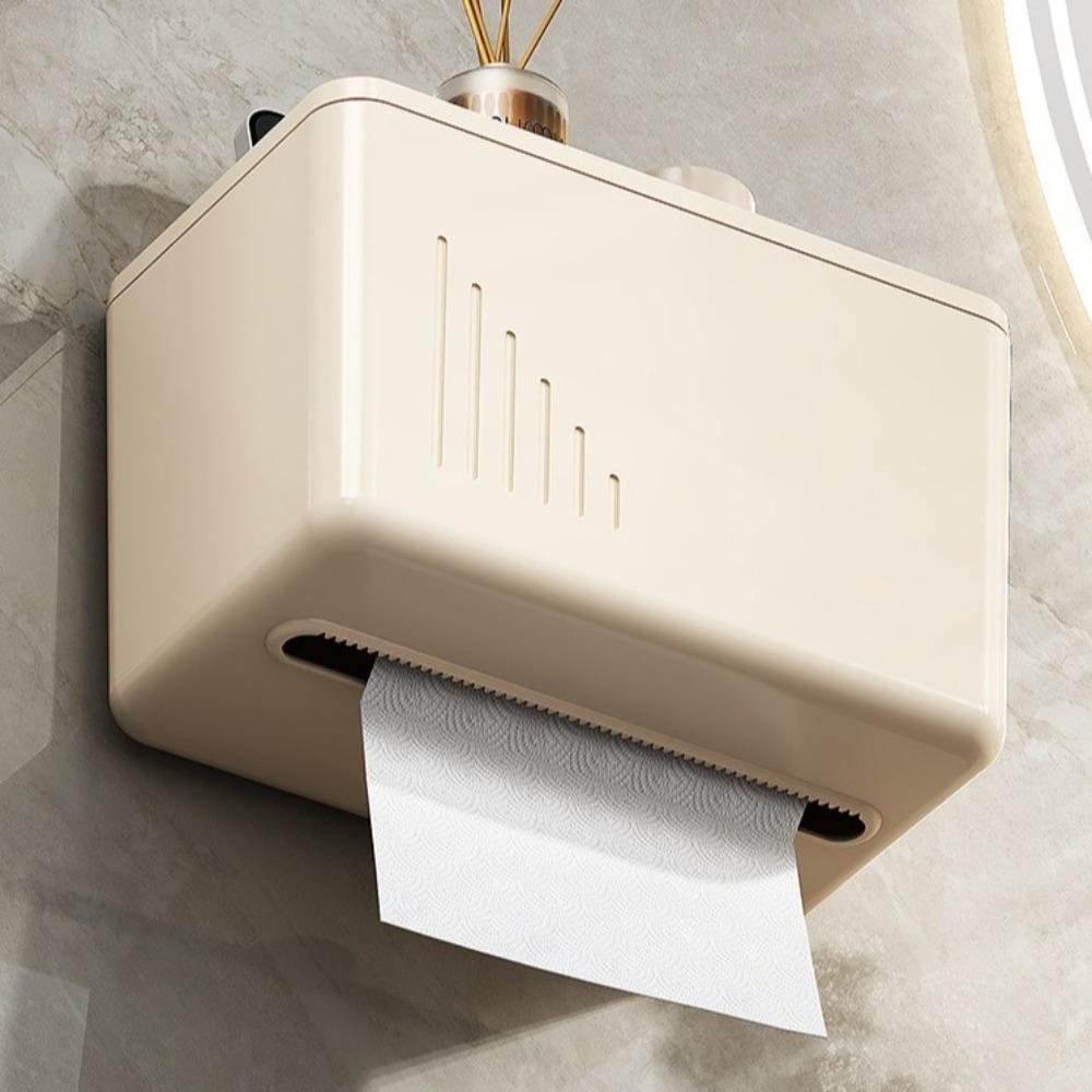 Multifunctional Toilet Paper Roll Storage Plastic Wall Mounted Storage Box Toilet Tissue Box  Home